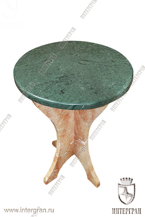 Круглый столик из разного мрамора st0005 от компании «ИНТЕРГРАН» | Изготовление столов из натурального камня