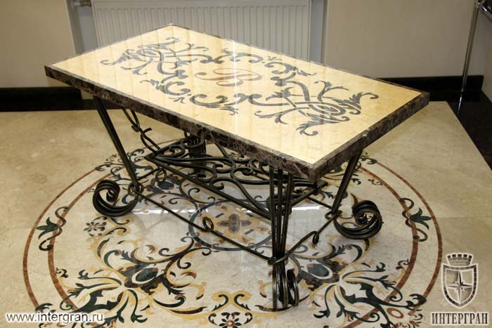 Резной стол из мрамора st0001 от компании «ИНТЕРГРАН» | Изготовление столов из натурального камня