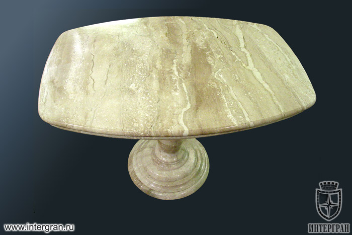 Стол из бежевого мрамора st0007 от компании «ИНТЕРГРАН» | Изготовление столов из натурального камня