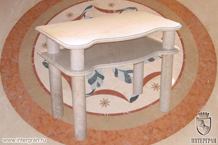 Столик для телевизора из мрамора st0006 от компании «ИНТЕРГРАН» | Изготовление столов из натурального камня