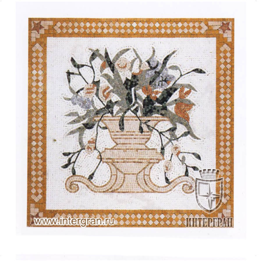 Мозаичный ковер RMKV0057 от компании «ИНТЕРГРАН» | Изготовление мозаики из натурального камня