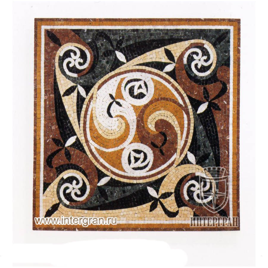 Мозаичный ковер RMKV0061 от компании «ИНТЕРГРАН» | Изготовление мозаики из натурального камня