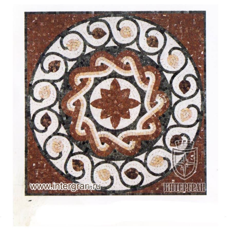 Мозаичный ковер RMKV0077 от компании «ИНТЕРГРАН» | Изготовление мозаики из натурального камня