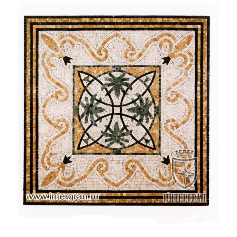 Мозаичный ковер RMKV0084 от компании «ИНТЕРГРАН» | Изготовление мозаики из натурального камня