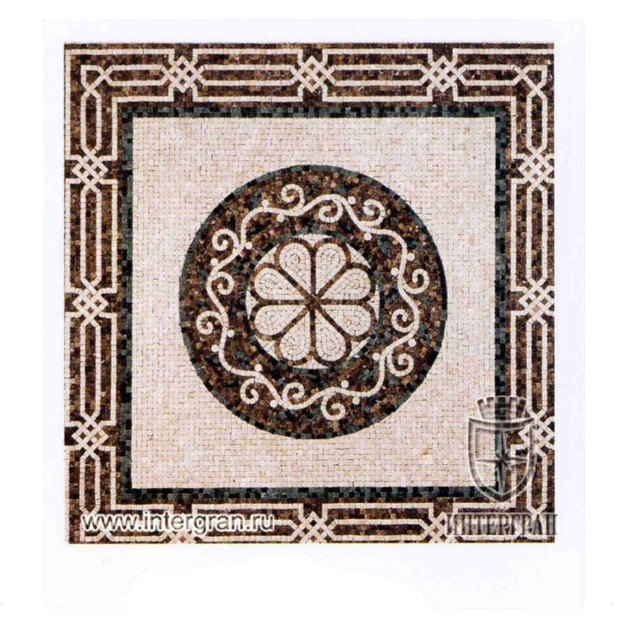 Мозаичный ковер RMKV0086 от компании «ИНТЕРГРАН» | Изготовление мозаики из натурального камня