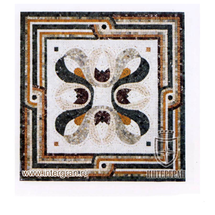 Мозаичный ковер RMKV0089 от компании «ИНТЕРГРАН» | Изготовление мозаики из натурального камня