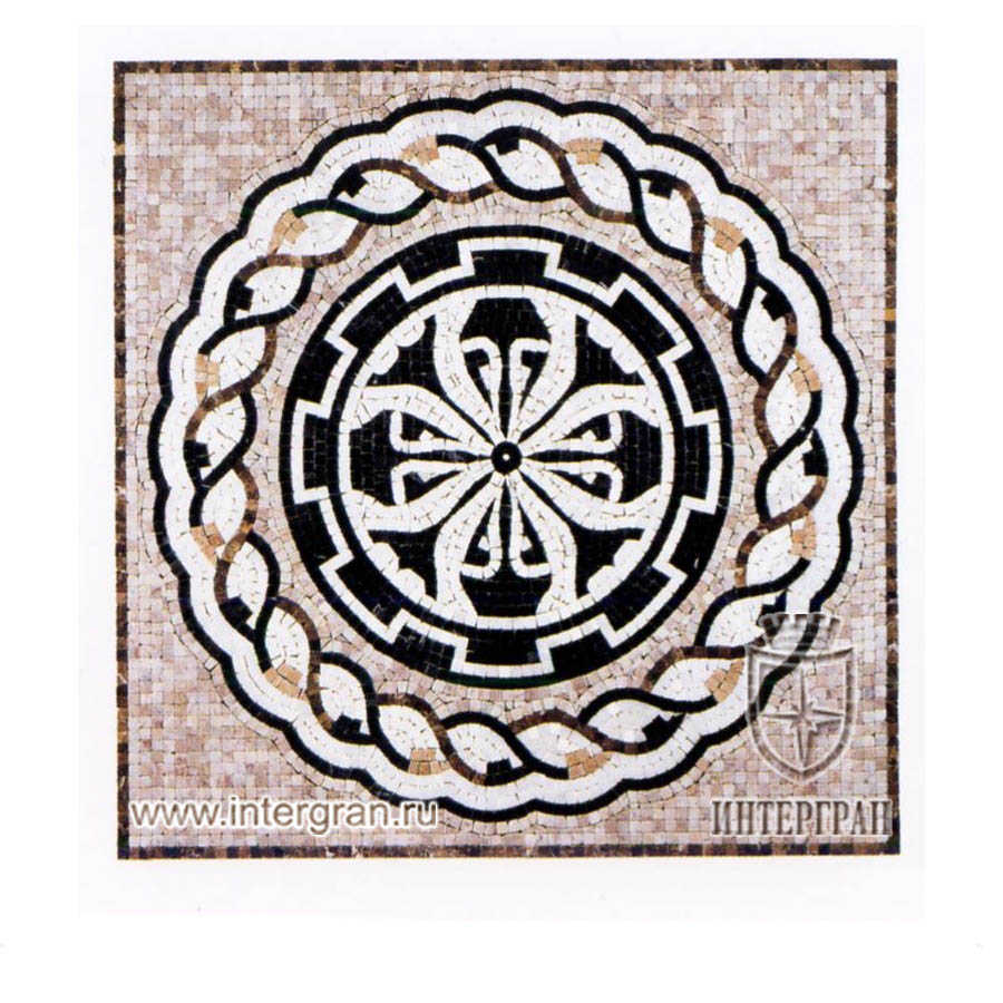 Мозаичный ковер RMKV0090 от компании «ИНТЕРГРАН» | Изготовление мозаики из натурального камня