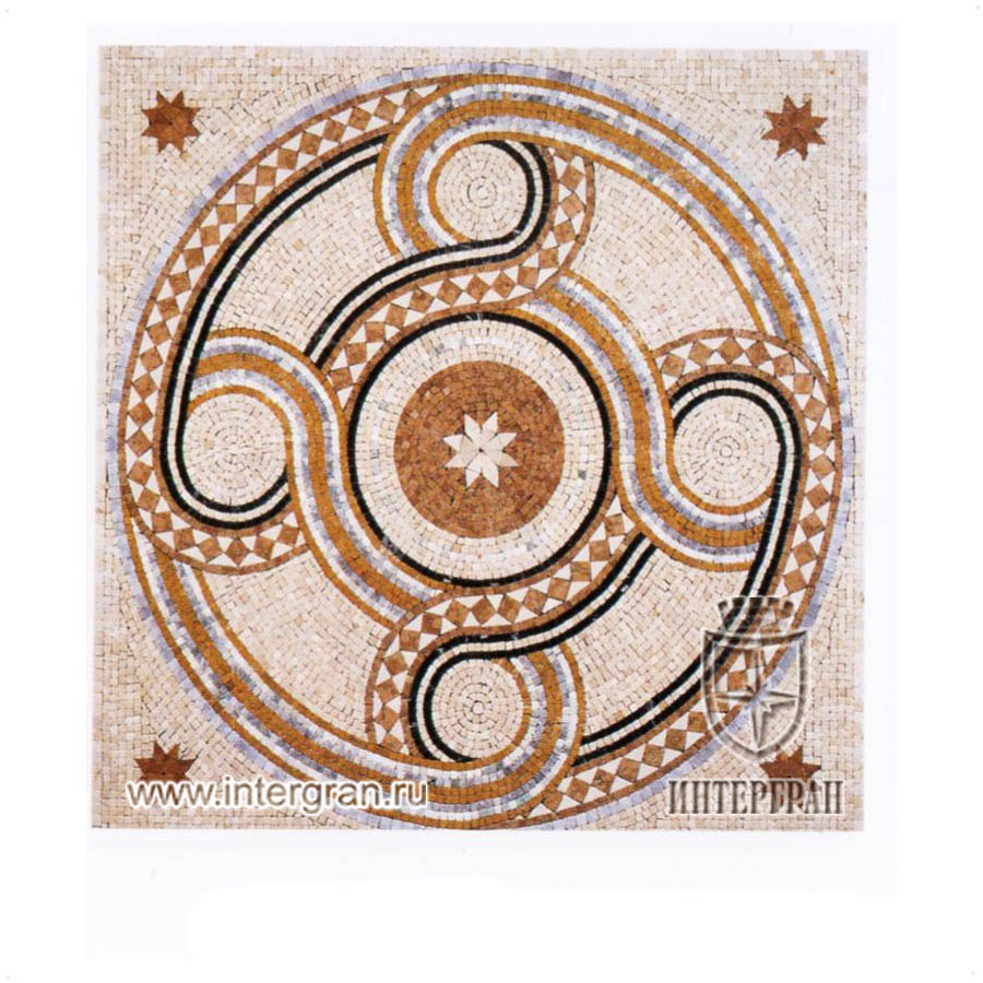 Мозаичный ковер RMKV0096 от компании «ИНТЕРГРАН» | Изготовление мозаики из натурального камня