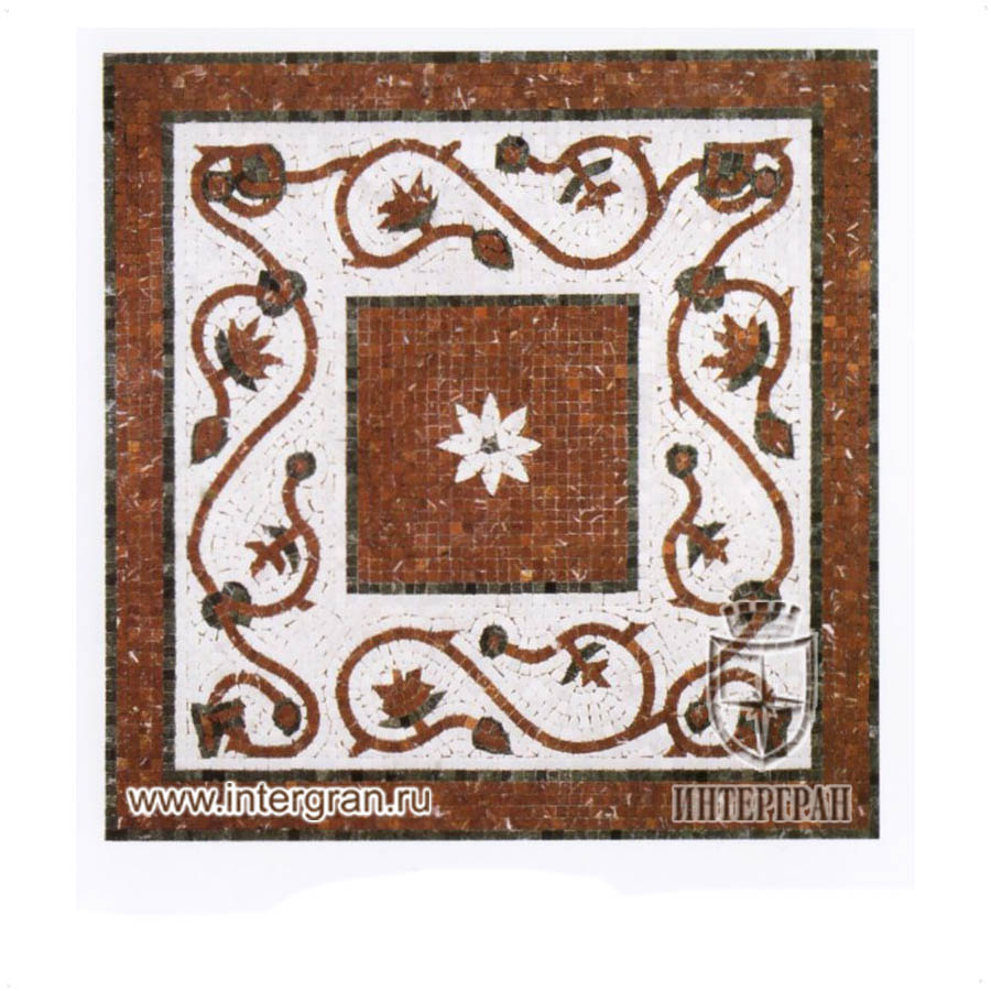 Мозаичный ковер RMKV0103 от компании «ИНТЕРГРАН» | Изготовление мозаики из натурального камня