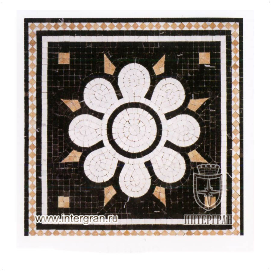 Мозаичный ковер RMKV0106 от компании «ИНТЕРГРАН» | Изготовление мозаики из натурального камня