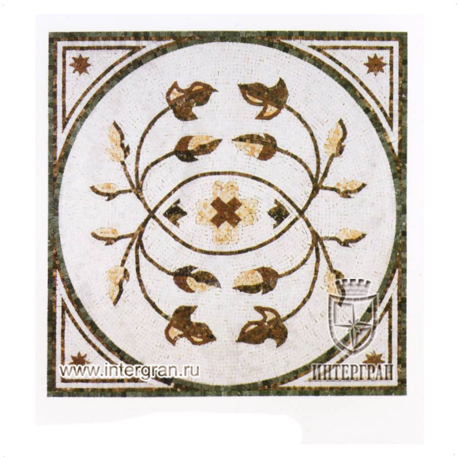 Мозаичный ковер RMKV0107 от компании «ИНТЕРГРАН» | Изготовление мозаики из натурального камня