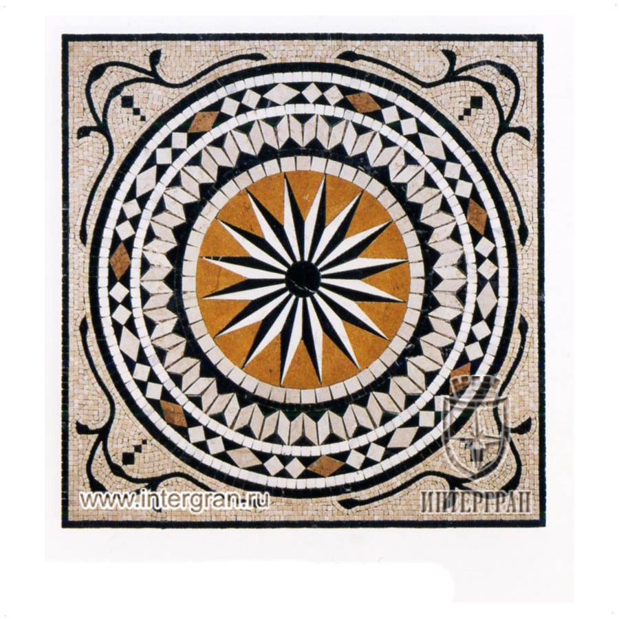 Мозаичный ковер RMKV0114 от компании «ИНТЕРГРАН» | Изготовление мозаики из натурального камня
