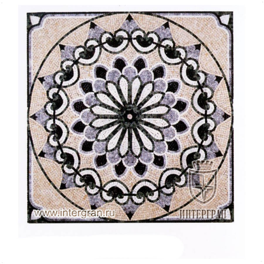 Мозаичный ковер RMKV0116 от компании «ИНТЕРГРАН» | Изготовление мозаики из натурального камня