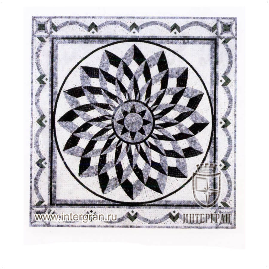 Мозаичный ковер RMKV0118 от компании «ИНТЕРГРАН» | Изготовление мозаики из натурального камня